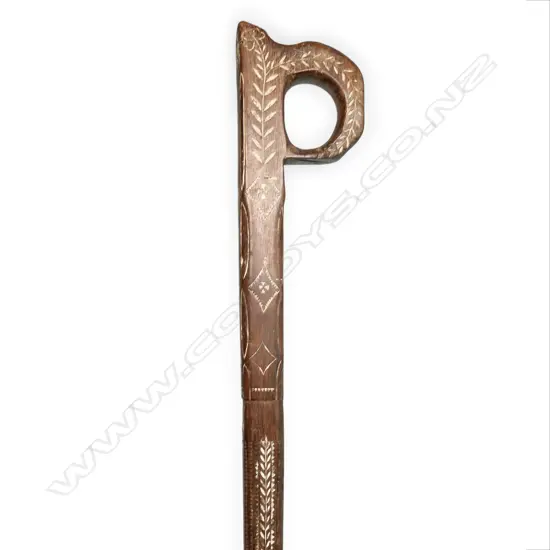 A c1900 Samoan carved hardwood walking stick